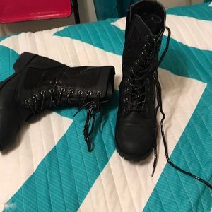 Black sparkly combat boots